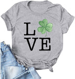 T-Shirt trèfle femme, chemise Lucky Love, chemise de la saint-Patrick