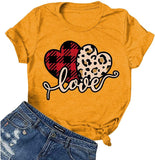 T-Shirt femme Buffalo Plaid &amp; Leopard Love, chemise de saint-valentin
