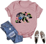 Women Floral Mama Bear T-Shirt Mama Graphic Shirt
