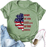 Women Home of The Free Because of The Brave T-Shirt American Flag Sunflower Shirt