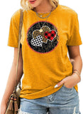 Women Buffalo Plaid & Leopard Heart T-Shirt Valentine Shirt