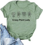 Damen Crazy Plant Lady Grafik T-Shirt