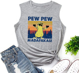 Pew Pew Madafakas Tank Top für Frauen, lustiges Pew Pew Katzenshirt