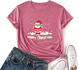 Chemise de joyeux Noël pour femmes, T-Shirt Santa Flamingo