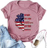 Women Home of The Free Because of The Brave T-Shirt American Flag Sunflower Shirt