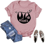 Women Mama Sloth T-Shirt Funny Graphic Shirt for Mama