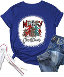 Merry Christmas T-Shirt Women Christmas Tree Gift Shirt