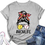 Mom Life Fußball T-Shirt Frauen Fußball Mama Grafik T-Shirts