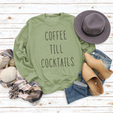 CAFÉ TILL COCKTAILS LETTRE COL ROND Lâche FEMME MANCHES LONGUES SWEAT-SHIRT OVERSIZE
