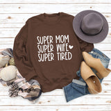 SUPER MOM SUPER WIFE LETTERS HEART BASE LONGSLEEVE DRESS WOMEN