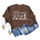 Tis The Season TO BE Letters Printed Long-sleeved Sweater Women