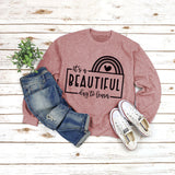 T-Shirt mit Rundhalsausschnitt und Buchstaben „It's A BEAUTIFUL“ Aufdruck