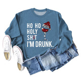 Ho Ho Holly Sht Red Wine Cup Christmas Hat Letter Fashion Autumn Winter Long Sleeve Sweatshirt