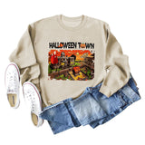 Halloween Town Letter Printed Damen Lockerer neuer Pullover Langarmshirt