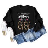 In A World Full Fashion Letter Love Leopard Print Round Neck Long Sleeve Sweater Women