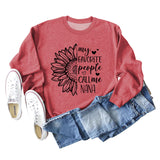 Meine Lieblings-Menschen rufen Sunflower Letter Love Rundhals Langarm Pullover