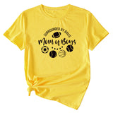 Surrounded By Balls Mom T-Shirt mit Basketball-Muster, Rundhalsausschnitt, kurzärmelig