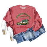 GRISWOLD'S TREE FARM Letter Christmas Loose Sweater Long Sleeve Woman