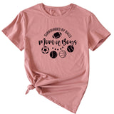 Surrounded By Balls Mom T-Shirt mit Basketball-Muster, Rundhalsausschnitt, kurzärmelig