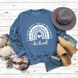Sweat-shirt imprimé à manches longues et col rond pour femme, haut avec lettres dans un monde où