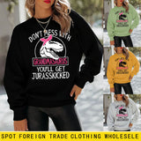 Rundhals-Oberteil, langärmliges, lockeres Sweatshirt mit DON'T MESS-Aufdruck