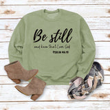Be Still and Know – pull à manches longues et col rond pour fille, ample, avec lettres imprimées, grande taille, à la mode