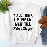 Rundhals-Oberteile, langärmliges, lockeres Sweatshirt mit Y'ALL THINK-Print