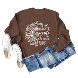 Meine Lieblings-Menschen rufen Sunflower Letter Love Rundhals Langarm Pullover