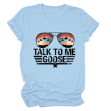 TALK TO ME GOOSE T-shirt imprimé lettre d'été avec col rond et manches courtes