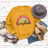 You Are My Sunshine Rainbow Letter Print Sweater for Women