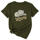 T-shirt à manches courtes et col rond Howdy Funny Graphic