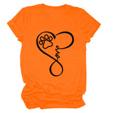 T-Shirt à manches courtes et col rond pour femme, imprimé Love Dog, à la mode