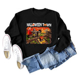 Halloween Town Letter Printed Damen Lockerer neuer Pullover Langarmshirt