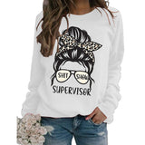 T-shirt col rond avec lettres pour femmes, pull ample imprimé Shit Show