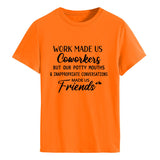 Modisches Damen-T-Shirt mit Rundhalsausschnitt und kurzen Ärmeln „WORK MADE US“