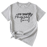Lässiges Kurzarm-T-Shirt mit Rundhalsausschnitt und Buchstaben-Aufdruck für Damen von Love Them