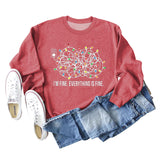 I'M FINE EVERYTHING Letters Round Neck Light Band Long-sleeved Sweater Women