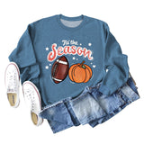 Tis' The Season – pull à manches longues et col rond pour femme, ample, avec lettres de citrouille, Halloween