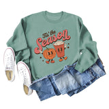 Tis The Reason Letter Rundhals-Pullover für Damen, lockerer, langärmeliger Übergröße