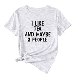 Lettre J'aime le thé Peut-être 3 personnes T-shirt à manches courtes et col rond
