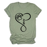 T-Shirt à manches courtes et col rond pour femme, imprimé Love Dog, à la mode