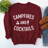 Herbst und Winter neuer Pullover für Damen mit Buchstaben-Print für Lagerfeuer und Cocktails