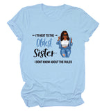 I'M NEXT TO THE Round Neck Fashion Letter Plus Size Womens T-shirt Loose Short Sleeve