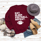EAT SLEEP FOOTBALL REPEAT Damen Herbst und Winter Rundhals Langarm Pullover