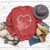 Herbst und Winter Damen Top Love Printing Lässiger Langarmpullover