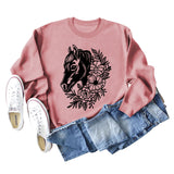 Plant Flower Round Neck Autumn and Winter Loose Print Long Sleeve Sweater Girl