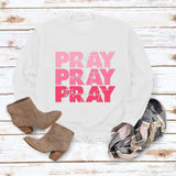 Rundhals-Oberteile Langarm-Sweatshirt mit PRAY Onit PRAY Oues It-Aufdruck