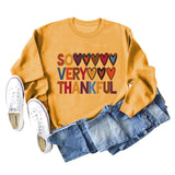 SO VERY THANKFUL Pullover mit Herz-Buchstaben, Rundhalsausschnitt, langen Ärmeln, große Größe