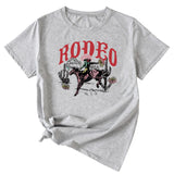 Freizeithemd mit Rodeo-Fun-Muster und Rundhalsausschnitt, kurzärmelig