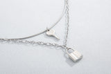 Halskette mit Schlüssel- und Schloss-Anhänger, Edelstahlschmuck für Damen